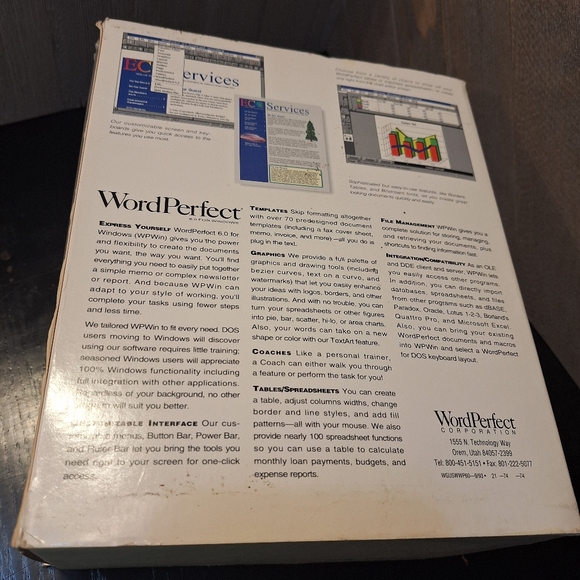 Vintage 1994 WordPerfect Complete Version 6.0A DOS/Windows Manual License Disks - Picture 3 of 11